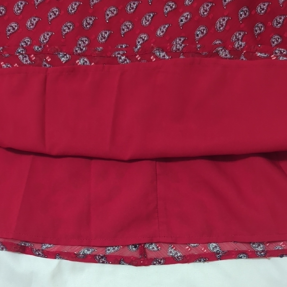 LOFT Paisley Mini Dress, Color Red/White Size 8 - Picture 10 of 16